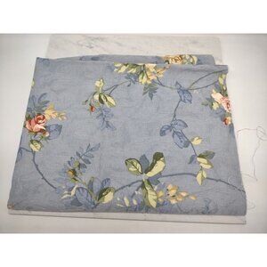 Vintage 1999 Richloom Upholstery Drapery Fabric Blue w/ Roses 1 Yard 56x36 *SEE